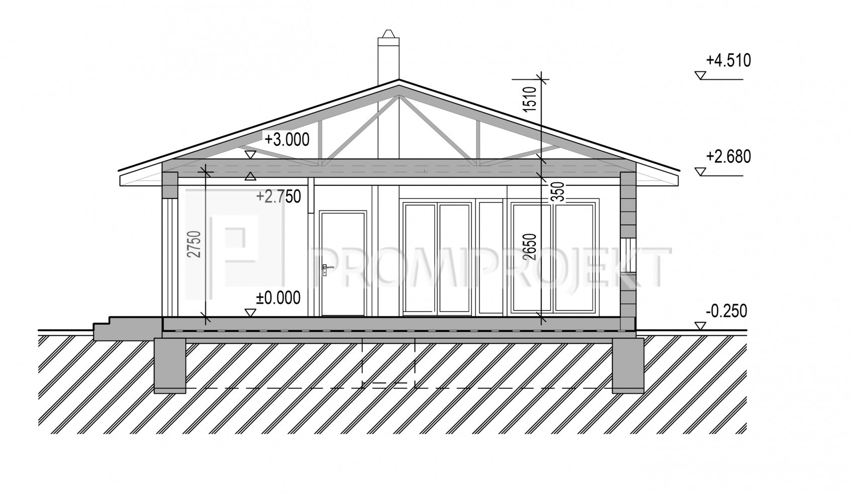 Projekt rodinného domu  Laguna 12N, rez 1