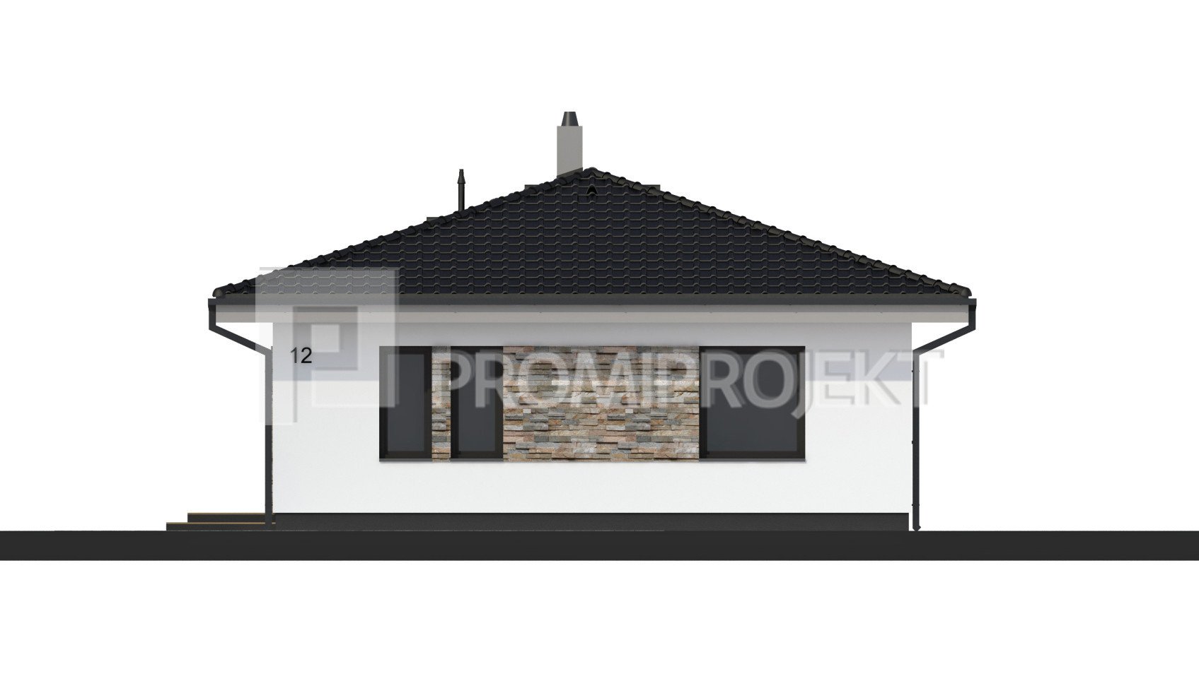 rodinné domy projekty, pohľad bungalovy Laguna 12N, Promiprojekt